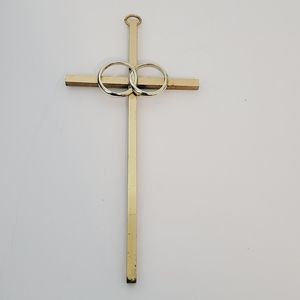 Brass Cross Metal Wedding Rings Gold